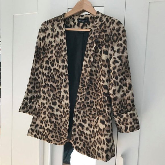 Glamorous Brand Leopard Open-Front Blazer; Small - Picture 4 of 5